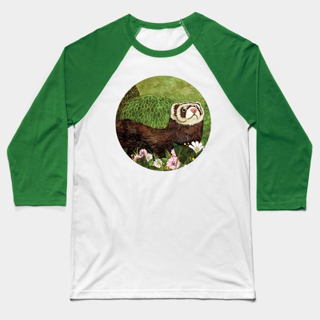 ferret Baseball T-Shirt by KatherineBlowerDesigns